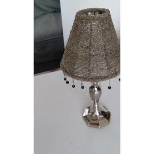 COPY - Vtg Beaded Votive Candle Holder Tea Light Lamp Shade Set Silver Glass Be…